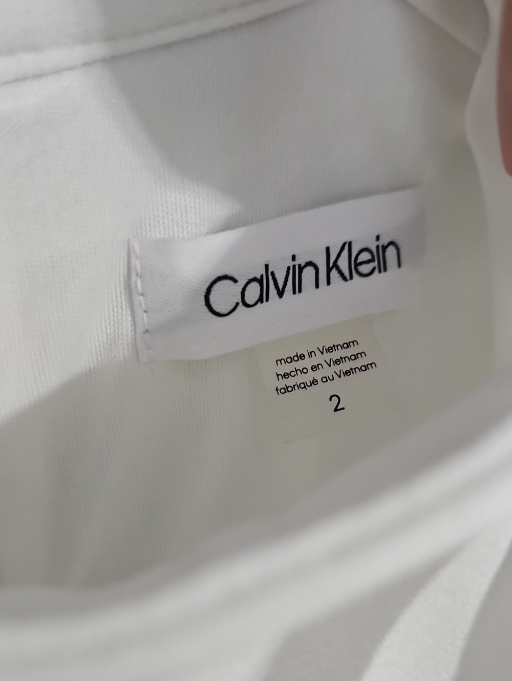 Calvin Klein White Sleeveless Midi Dress with Neck Tie - Picture 4 of 9